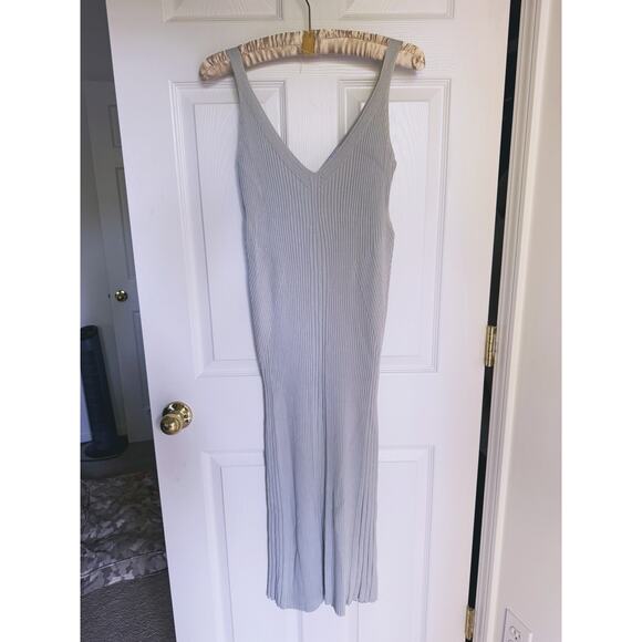 En Saison Palma Ribbed Knit Sleeveless Midi Dress Beige Medium Quiet Luxury Fall - Picture 4 of 9